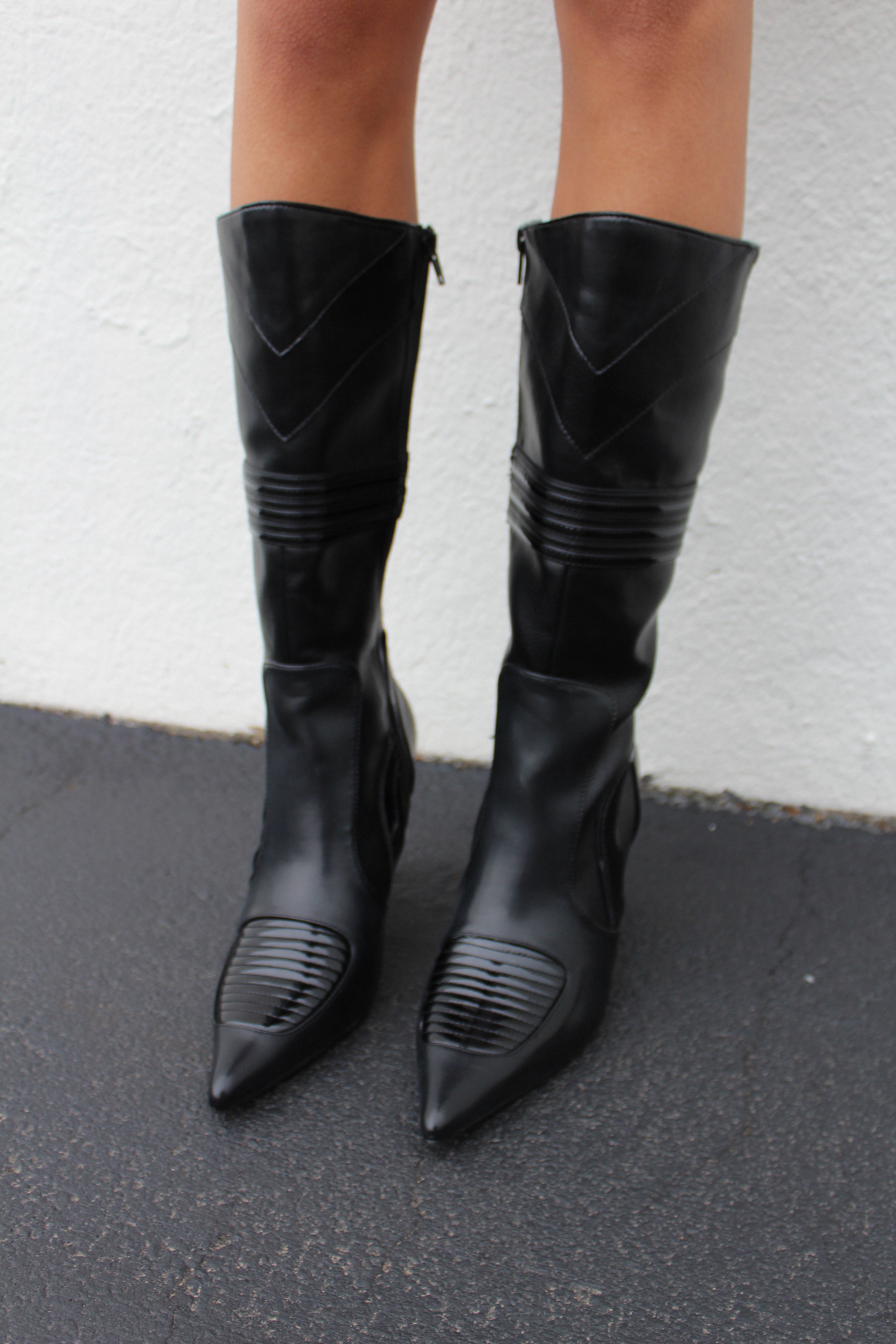 Pointed Stiletto Leather Boots