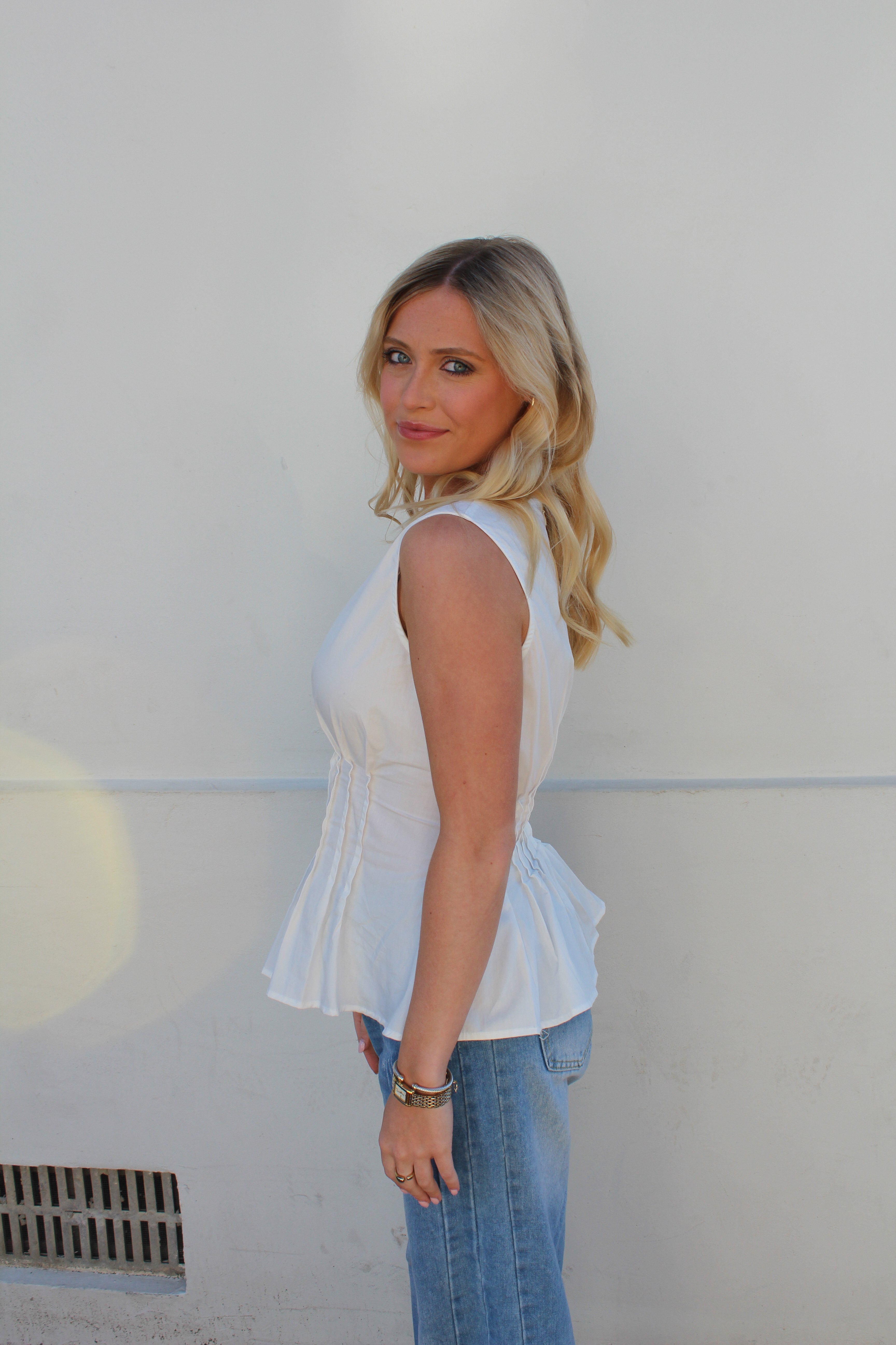 Pleated Poplin Top