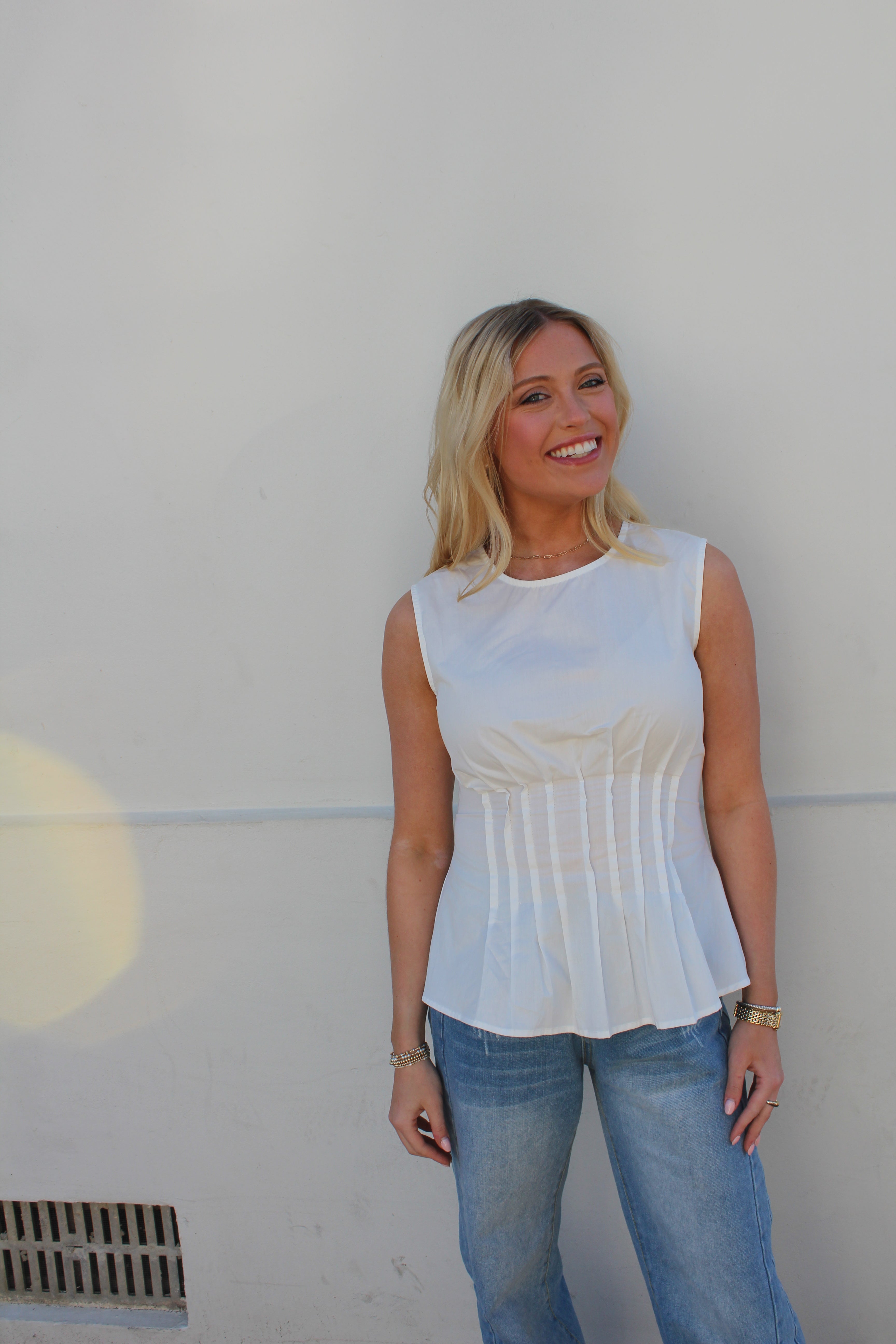 Pleated Poplin Top
